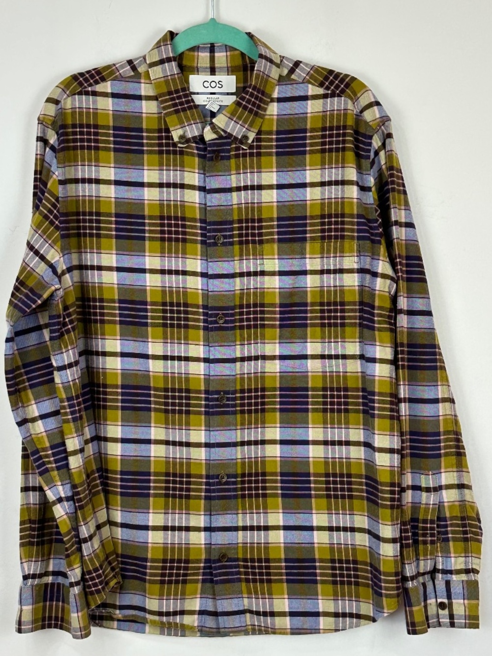 COS Mens Plaid Flannel Button Down Shirt XL Autumn Camping Outdoor